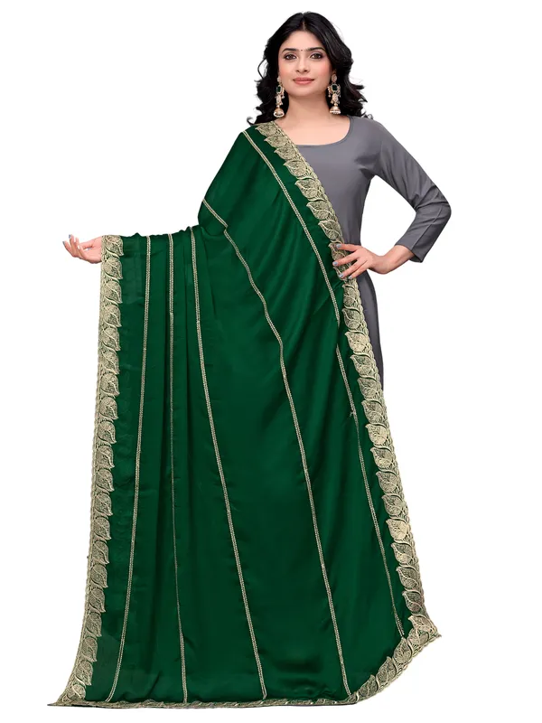 Glossy_Chiffon_Dupatta_With_Leaf_Cutwork_Border_Stone_Work_Green
