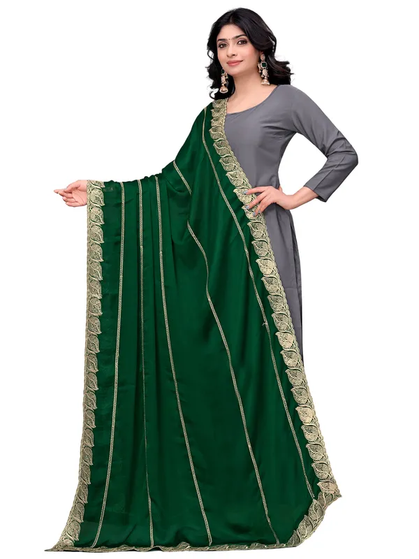 Glossy_Chiffon_Dupatta_With_Leaf_Cutwork_Border_Stone_Work_Green
