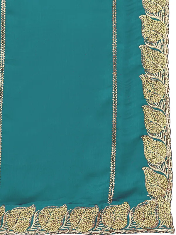 Glossy_Chiffon_Dupatta_With_Leaf_Cutwork_Border_Stone_Work_Rama_Green