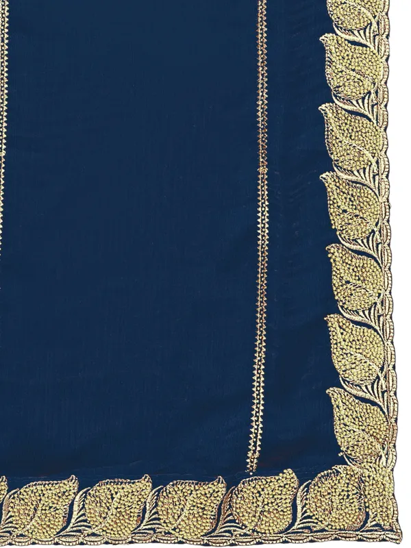 Glossy_Chiffon_Dupatta_With_Leaf_Cutwork_Border_Stone_Work_Kerosin_Blue