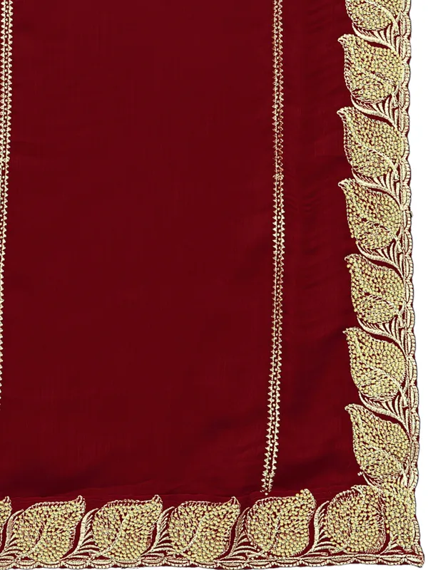 Glossy_Chiffon_Dupatta_With_Leaf_Cutwork_Border_Stone_Work_Maroon