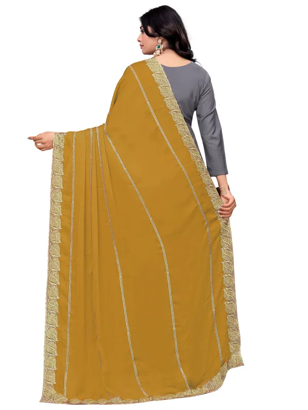 Glossy_Chiffon_Dupatta_With_Leaf_Cutwork_Border_Stone_Work_Mustard_Yellow