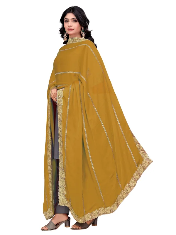 Glossy_Chiffon_Dupatta_With_Leaf_Cutwork_Border_Stone_Work_Mustard_Yellow