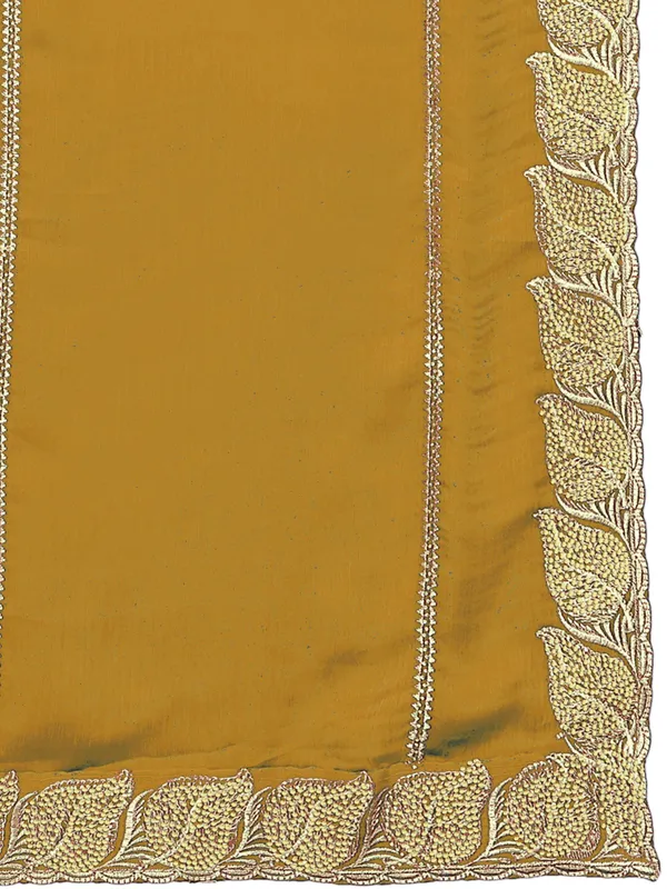 Glossy_Chiffon_Dupatta_With_Leaf_Cutwork_Border_Stone_Work_Mustard_Yellow