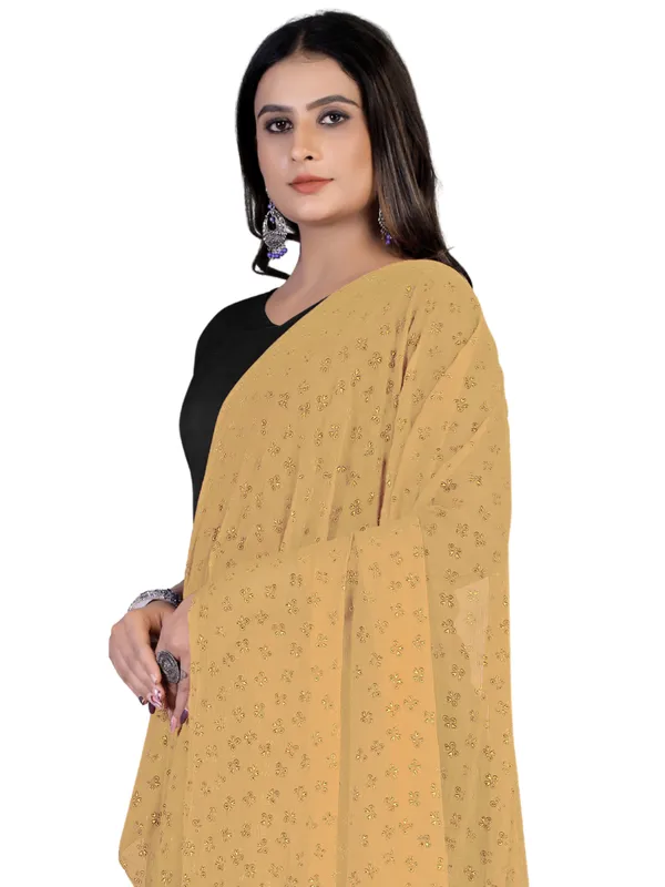 Chiffon_Dupatta_With_Golden_Foil_Print_Tassel_Latkans_Beige