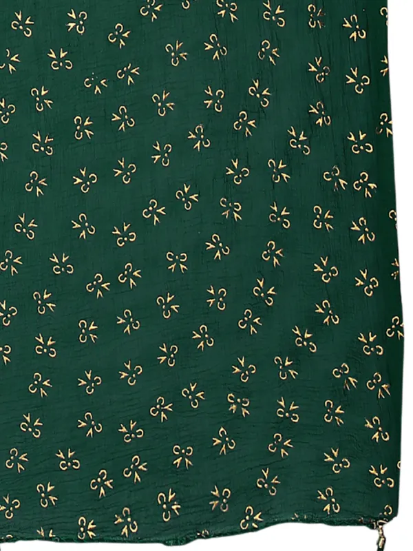 Chiffon_Dupatta_With_Golden_Foil_Print_Tassel_Latkans_Green