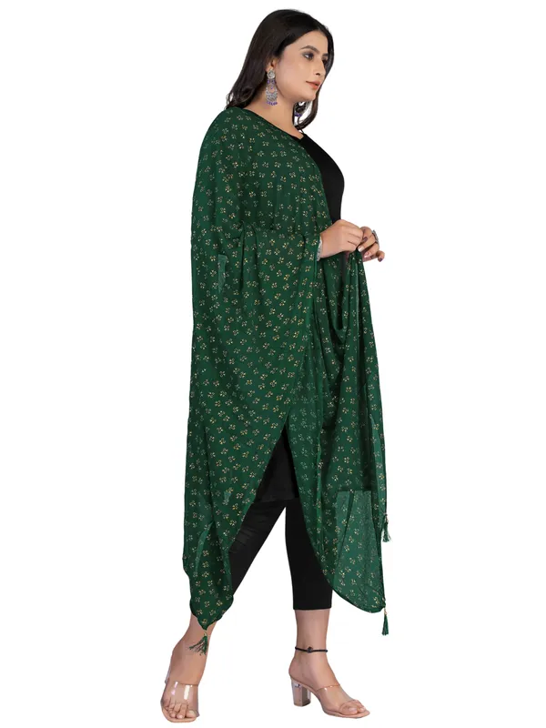 Chiffon_Dupatta_With_Golden_Foil_Print_Tassel_Latkans_Green