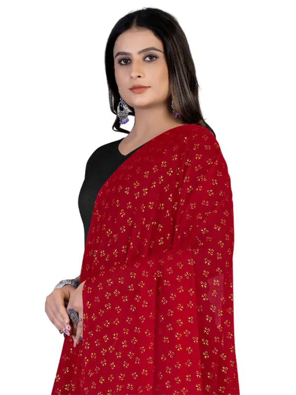 Chiffon_Dupatta_With_Golden_Foil_Print_Tassel_Latkans_Maroon