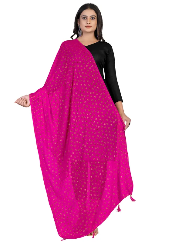 Chiffon_Dupatta_With_Golden_Foil_Print_Tassel_Latkans_Pink