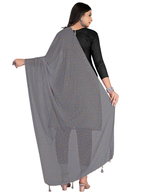 Chiffon_Dupatta_With_Golden_Foil_Print_Tassel_Latkans_Grey
