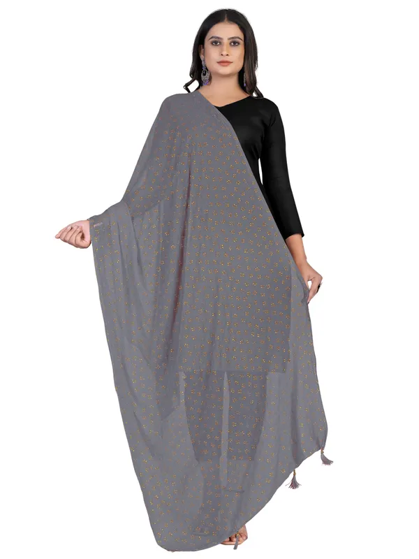 Chiffon_Dupatta_With_Golden_Foil_Print_Tassel_Latkans_Grey