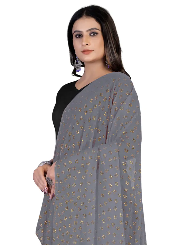 Chiffon_Dupatta_With_Golden_Foil_Print_Tassel_Latkans_Grey