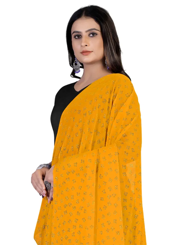 Chiffon_Dupatta_With_Golden_Foil_Print_Tassel_Latkans_Yellow