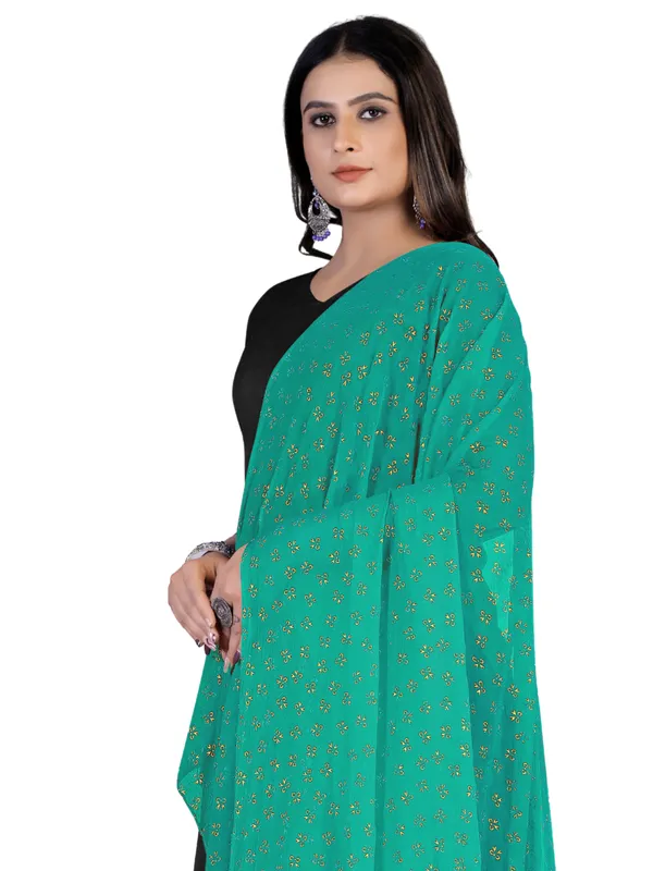 Chiffon_Dupatta_With_Golden_Foil_Print_Tassel_Latkans_Rama_Green