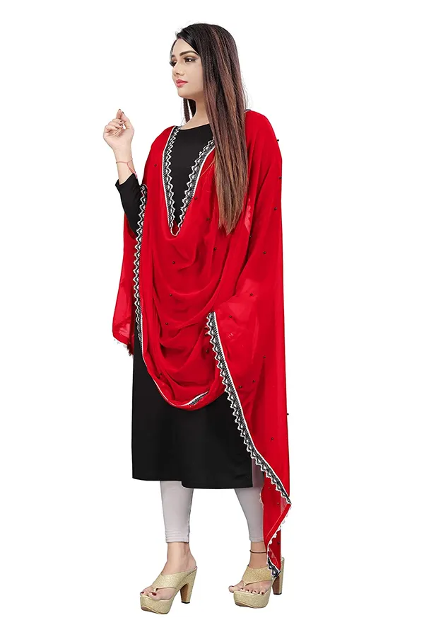 Chiffon_Dupatta_With_Moti_Work_Four_Side_Lace_Border_Red