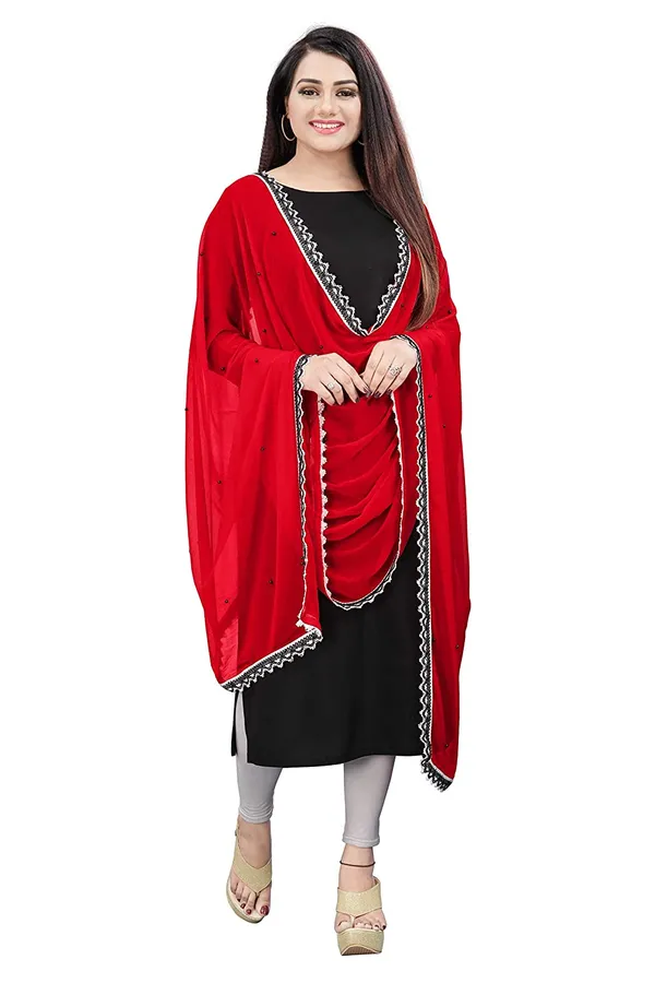 Chiffon_Dupatta_With_Moti_Work_Four_Side_Lace_Border_Red