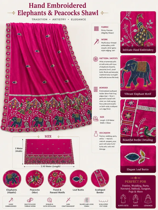 Embroidered_Viscose_Dupatta_With_Elephant_Peacock_Pallu_Pink