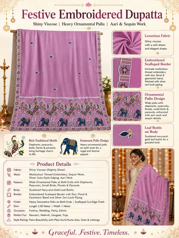 Embroidered_Viscose_Dupatta_With_Elephant_Peacock_Pallu_Onion_Pink
