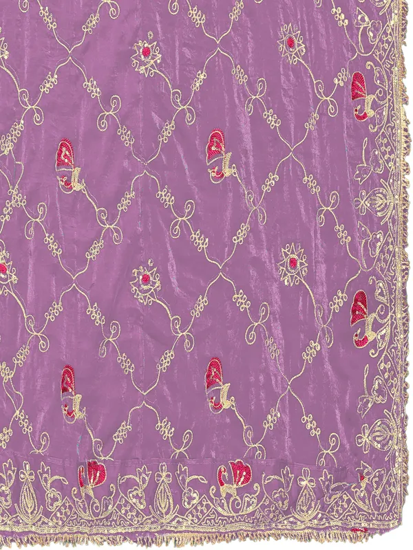 Zari_Embroidered_Art_Silk_Odhni_Dupatta_With_Peacock_Jaal_Lavender