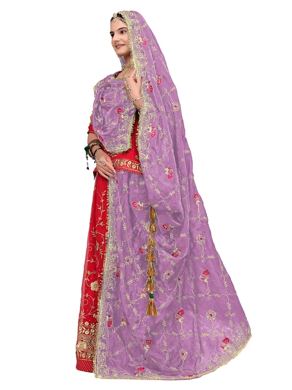 Zari_Embroidered_Art_Silk_Odhni_Dupatta_With_Peacock_Jaal_Lavender