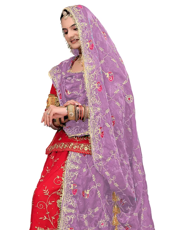 Zari_Embroidered_Art_Silk_Odhni_Dupatta_With_Peacock_Jaal_Lavender