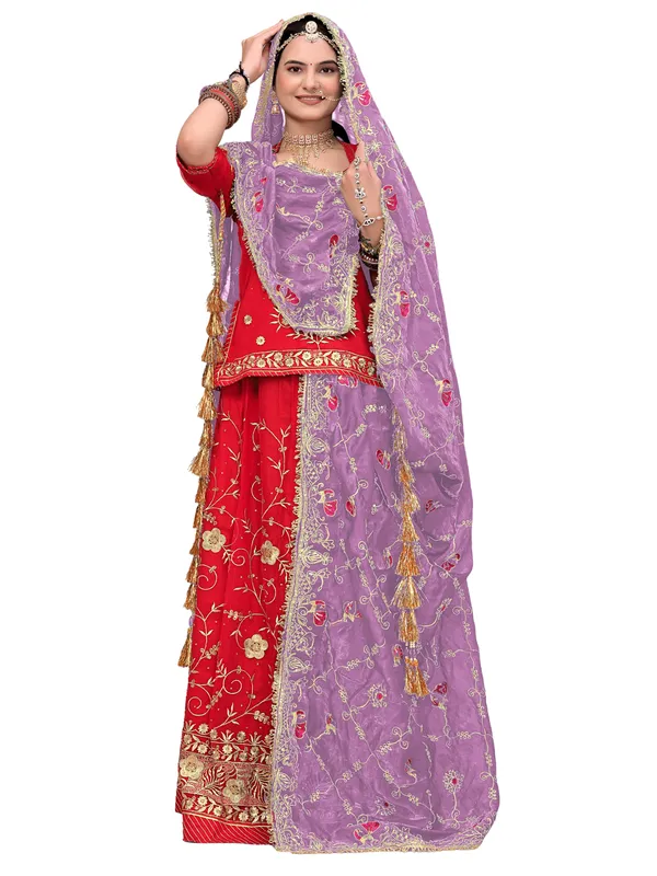 Zari_Embroidered_Art_Silk_Odhni_Dupatta_With_Peacock_Jaal_Lavender