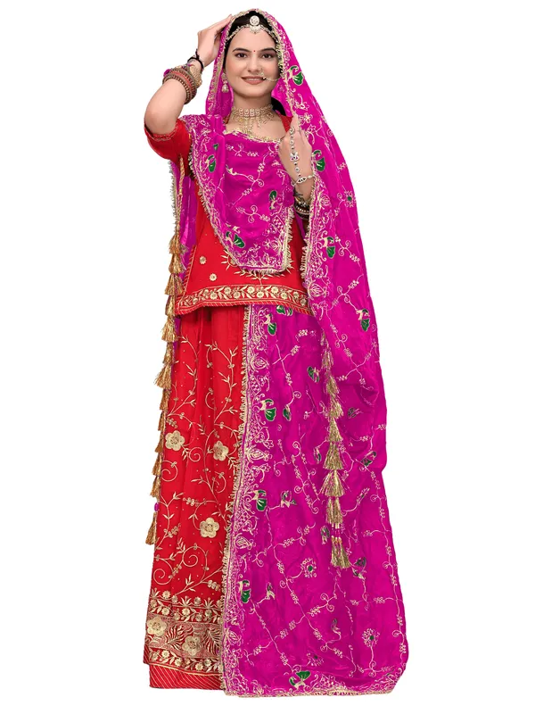 Zari_Embroidered_Art_Silk_Odhni_Dupatta_With_Peacock_Jaal_Pink