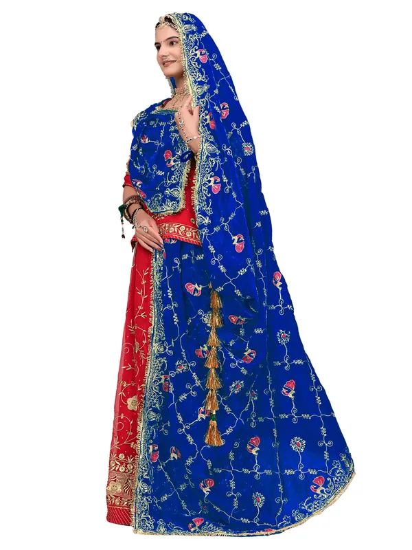 Zari_Embroidered_Art_Silk_Odhni_Dupatta_With_Peacock_Jaal_Royal_Blue