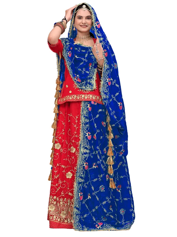 Zari_Embroidered_Art_Silk_Odhni_Dupatta_With_Peacock_Jaal_Royal_Blue