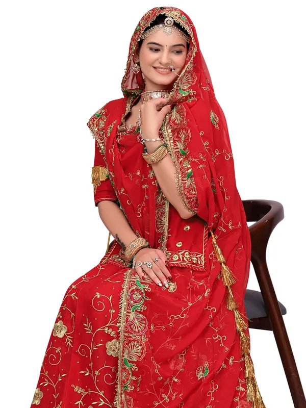 Zari_Embroidered_Georgette_Odhni_Dupatta_With_Peacock_Border_Red