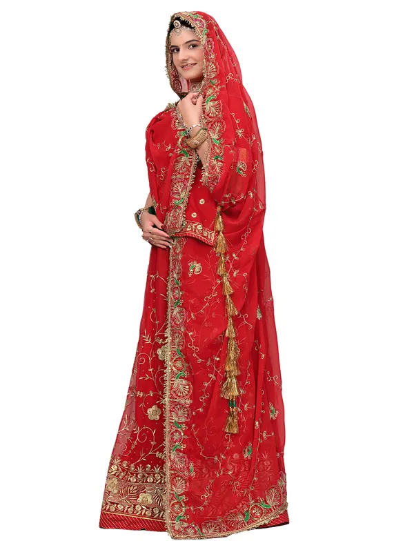 Zari_Embroidered_Georgette_Odhni_Dupatta_With_Peacock_Border_Red