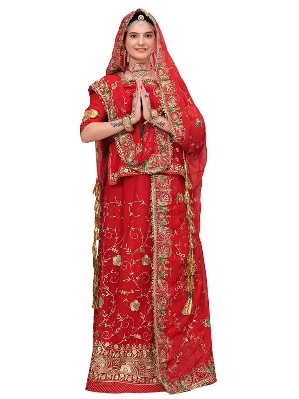 Zari_Embroidered_Georgette_Odhni_Dupatta_With_Peacock_Border_Red