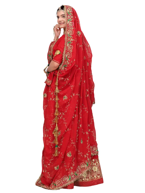 Zari_Embroidered_Georgette_Odhni_Dupatta_With_Peacock_Border_Red