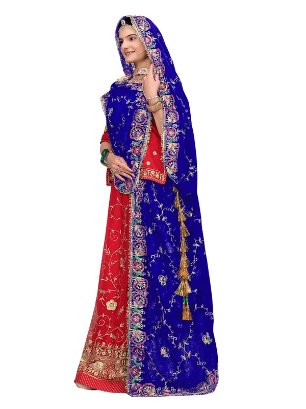 Zari_Embroidered_Georgette_Odhni_Dupatta_With_Peacock_Border_Royal_Blue