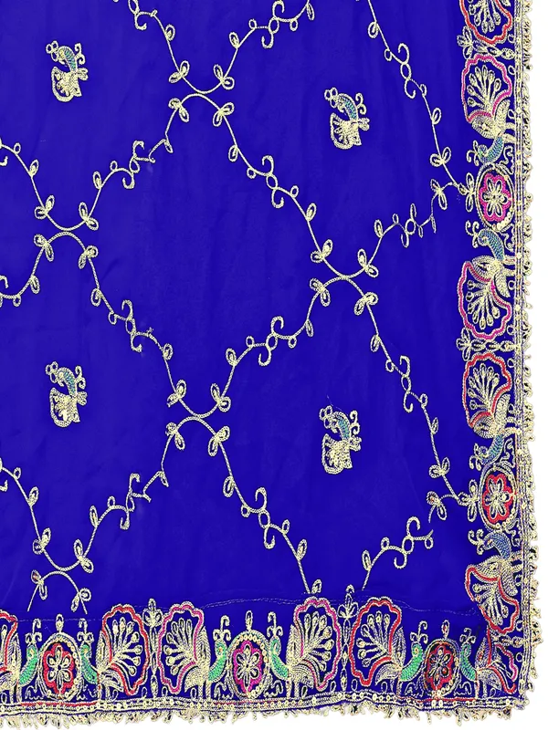 Zari_Embroidered_Georgette_Odhni_Dupatta_With_Peacock_Border_Royal_Blue