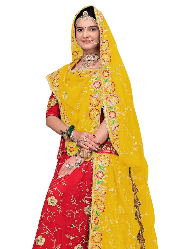 Zari_Embroidered_Georgette_Odhni_Dupatta_With_Peacock_Border_Yellow