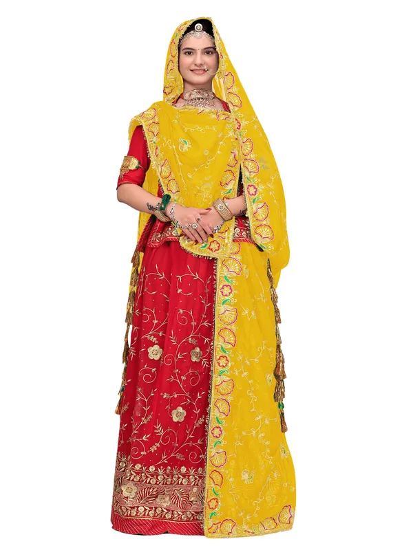 Zari_Embroidered_Georgette_Odhni_Dupatta_With_Peacock_Border_Yellow