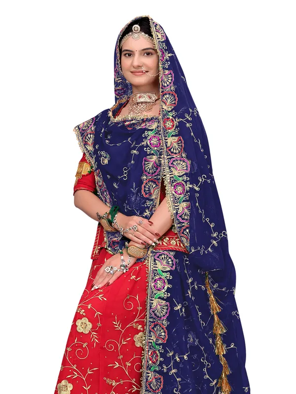 Zari_Embroidered_Georgette_Odhni_Dupatta_With_Peacock_Border_Navy_Blue