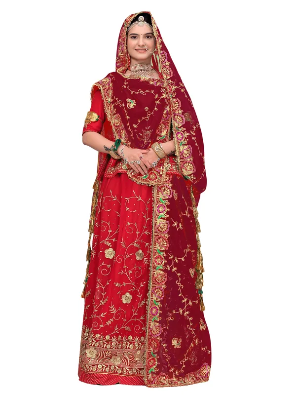 Zari_Embroidered_Georgette_Odhni_Dupatta_With_Peacock_Border_Maroon