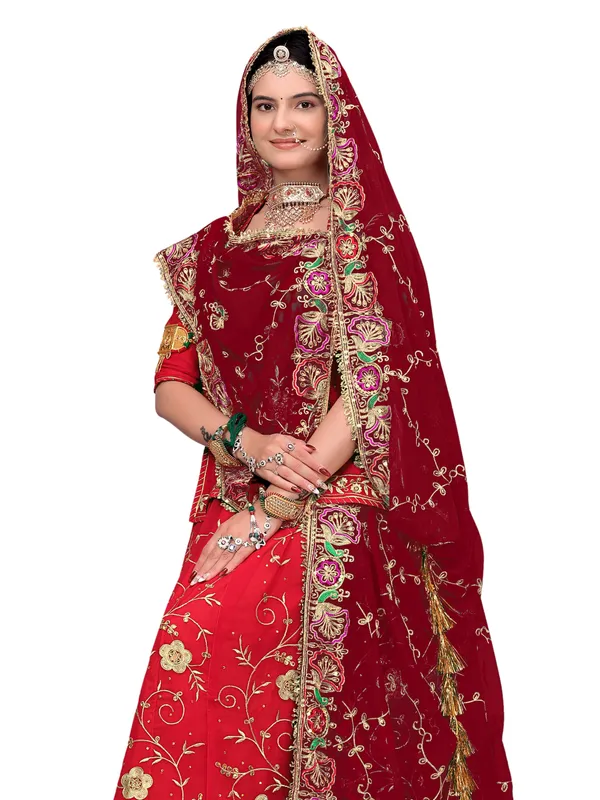 Zari_Embroidered_Georgette_Odhni_Dupatta_With_Peacock_Border_Maroon