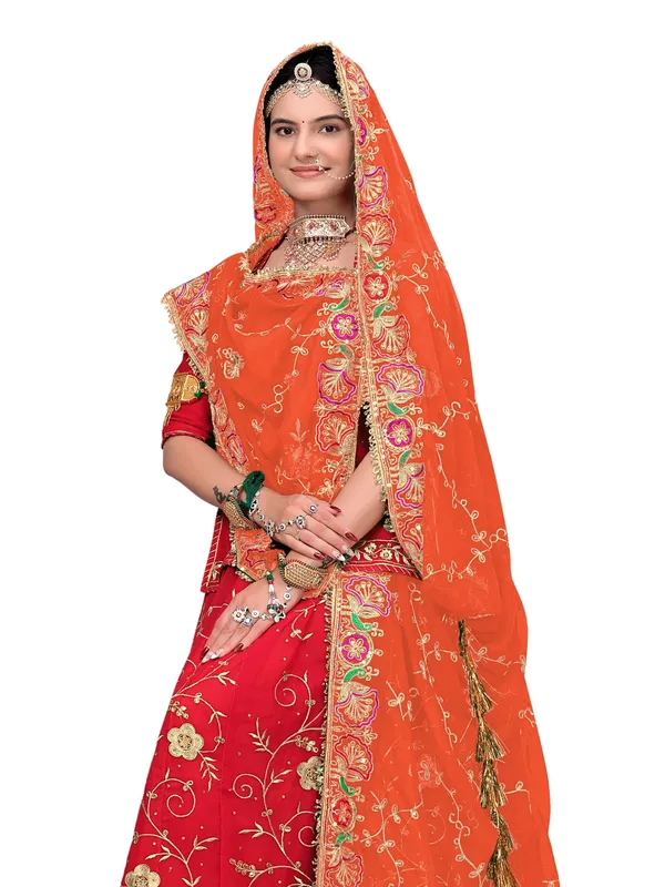 Zari_Embroidered_Georgette_Odhni_Dupatta_With_Peacock_Border_Orange