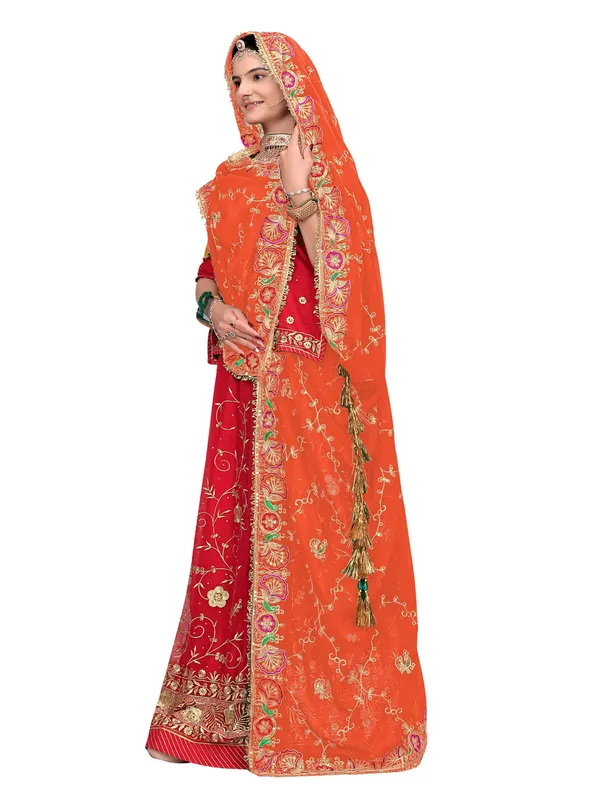 Zari_Embroidered_Georgette_Odhni_Dupatta_With_Peacock_Border_Orange