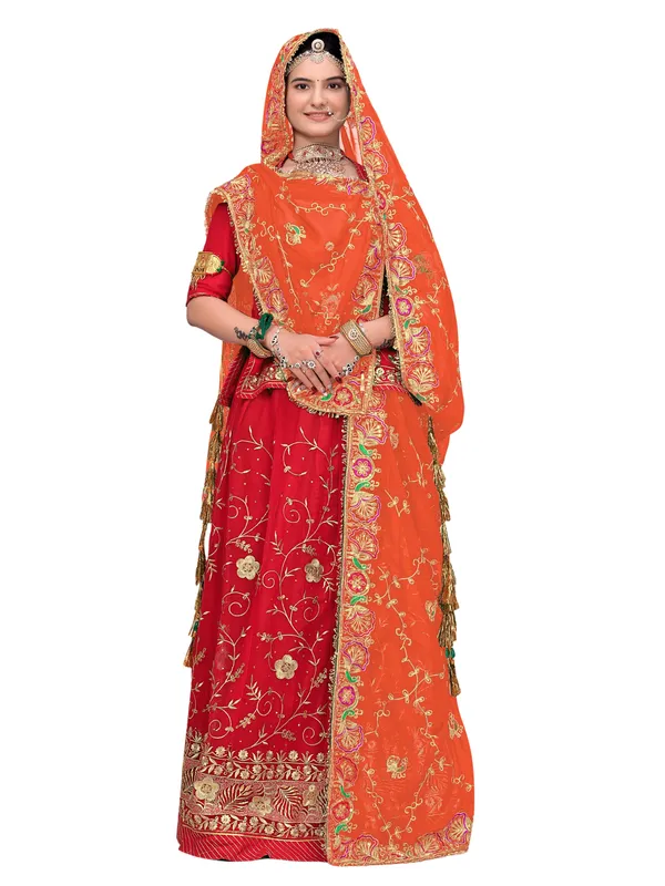 Zari_Embroidered_Georgette_Odhni_Dupatta_With_Peacock_Border_Orange