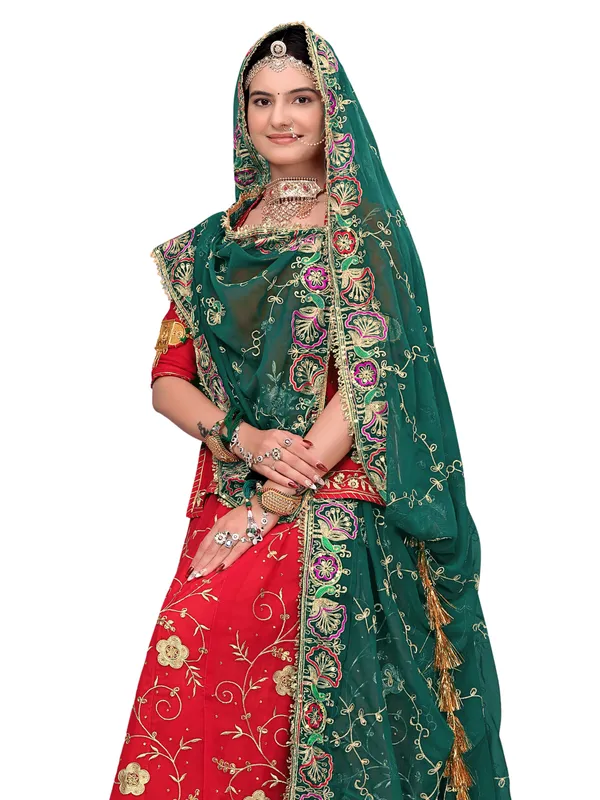 Zari_Embroidered_Georgette_Odhni_Dupatta_With_Peacock_Border_Rama_Green