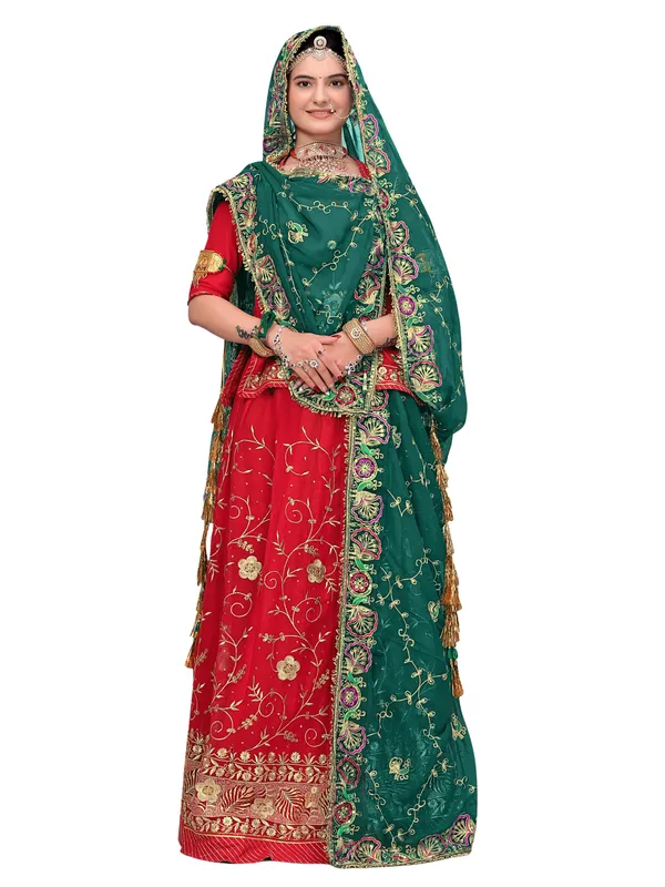 Zari_Embroidered_Georgette_Odhni_Dupatta_With_Peacock_Border_Rama_Green