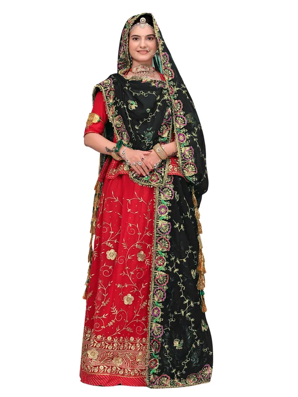 Zari_Embroidered_Georgette_Odhni_Dupatta_With_Peacock_Border_Black