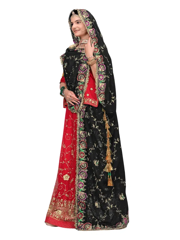 Zari_Embroidered_Georgette_Odhni_Dupatta_With_Peacock_Border_Black