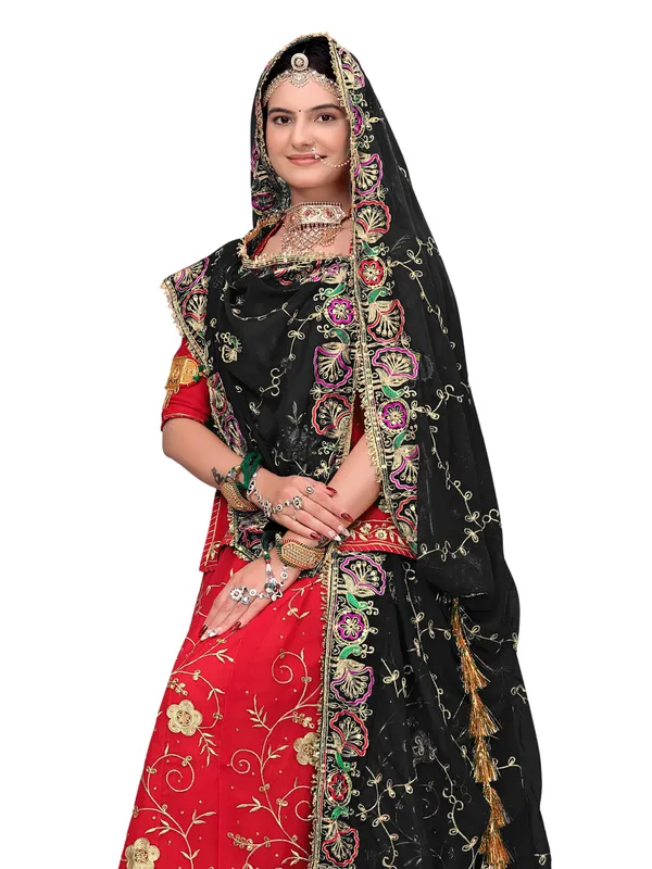 Zari_Embroidered_Georgette_Odhni_Dupatta_With_Peacock_Border_Black