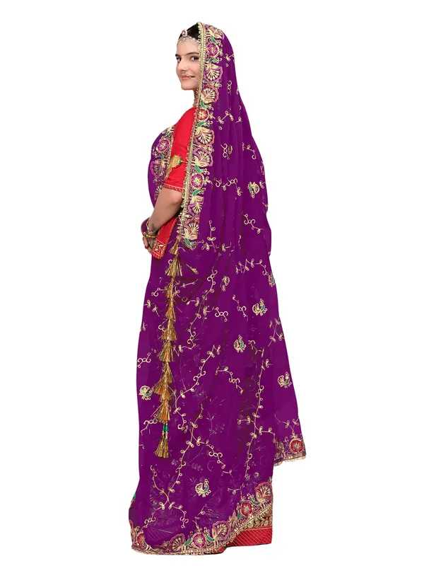 Zari_Embroidered_Georgette_Odhni_Dupatta_With_Peacock_Border_Wine
