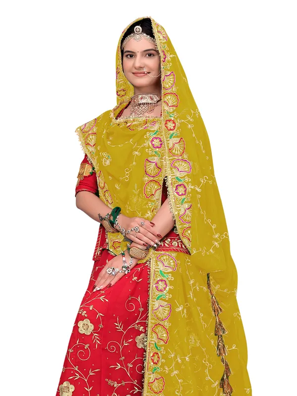 Zari_Embroidered_Georgette_Odhni_Dupatta_With_Peacock_Border_Mustard_Yellow